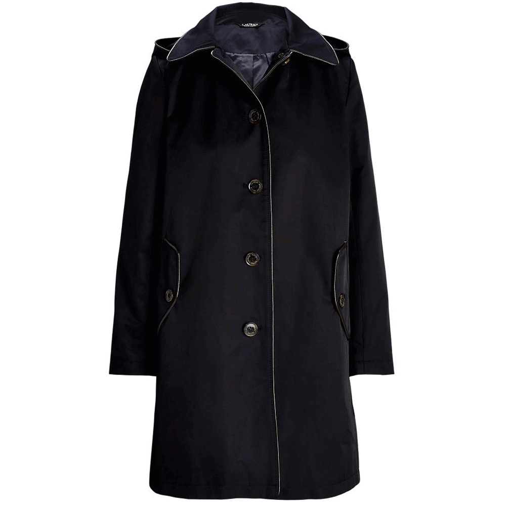 Lauren Ralph Lauren Faux-Leather-Trim Hooded Coat